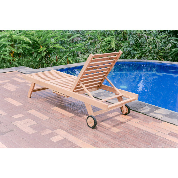 Dovecove Marlon Outdoor Teak Chaise Lounge Wayfair